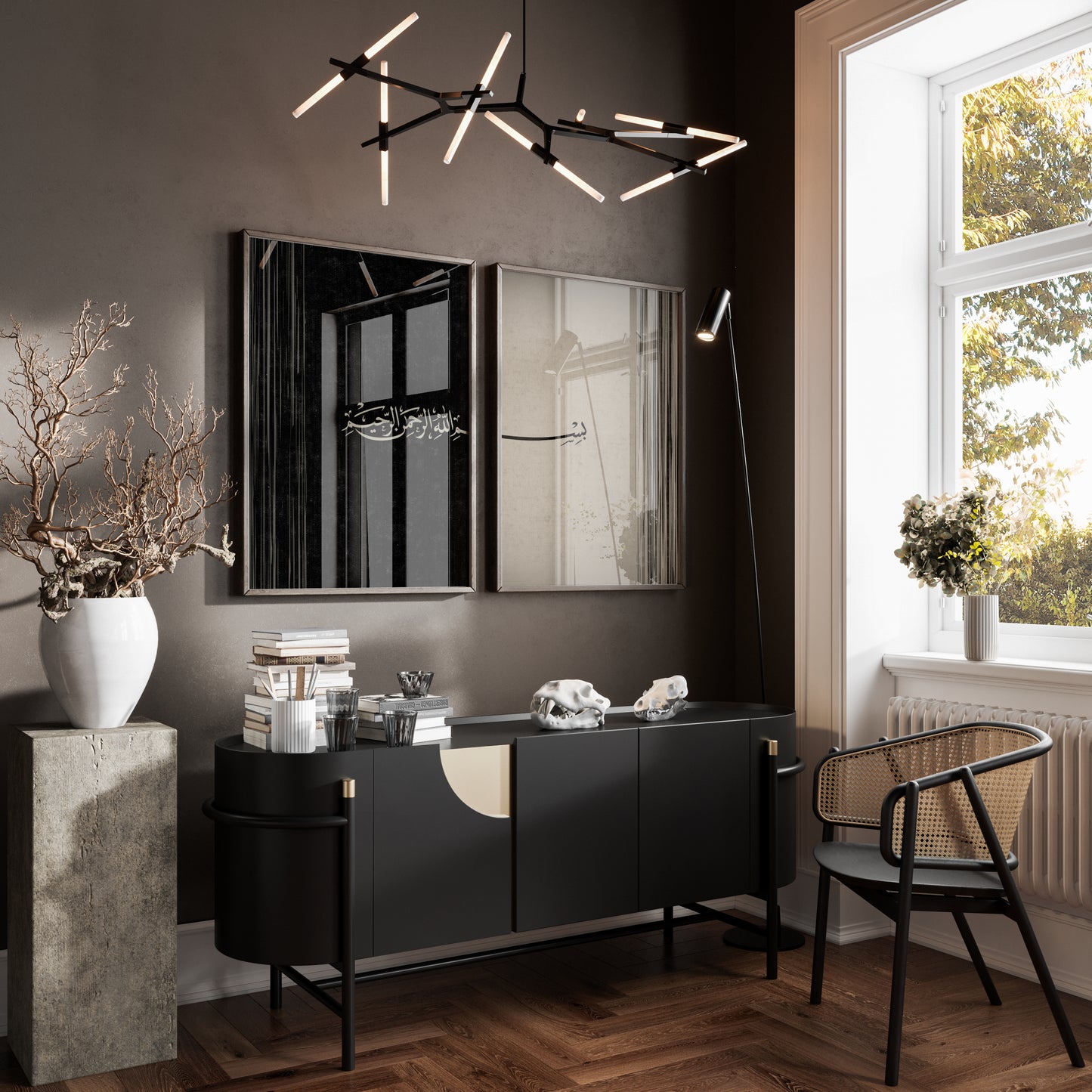 Woven Split Basmallah - Charcoal