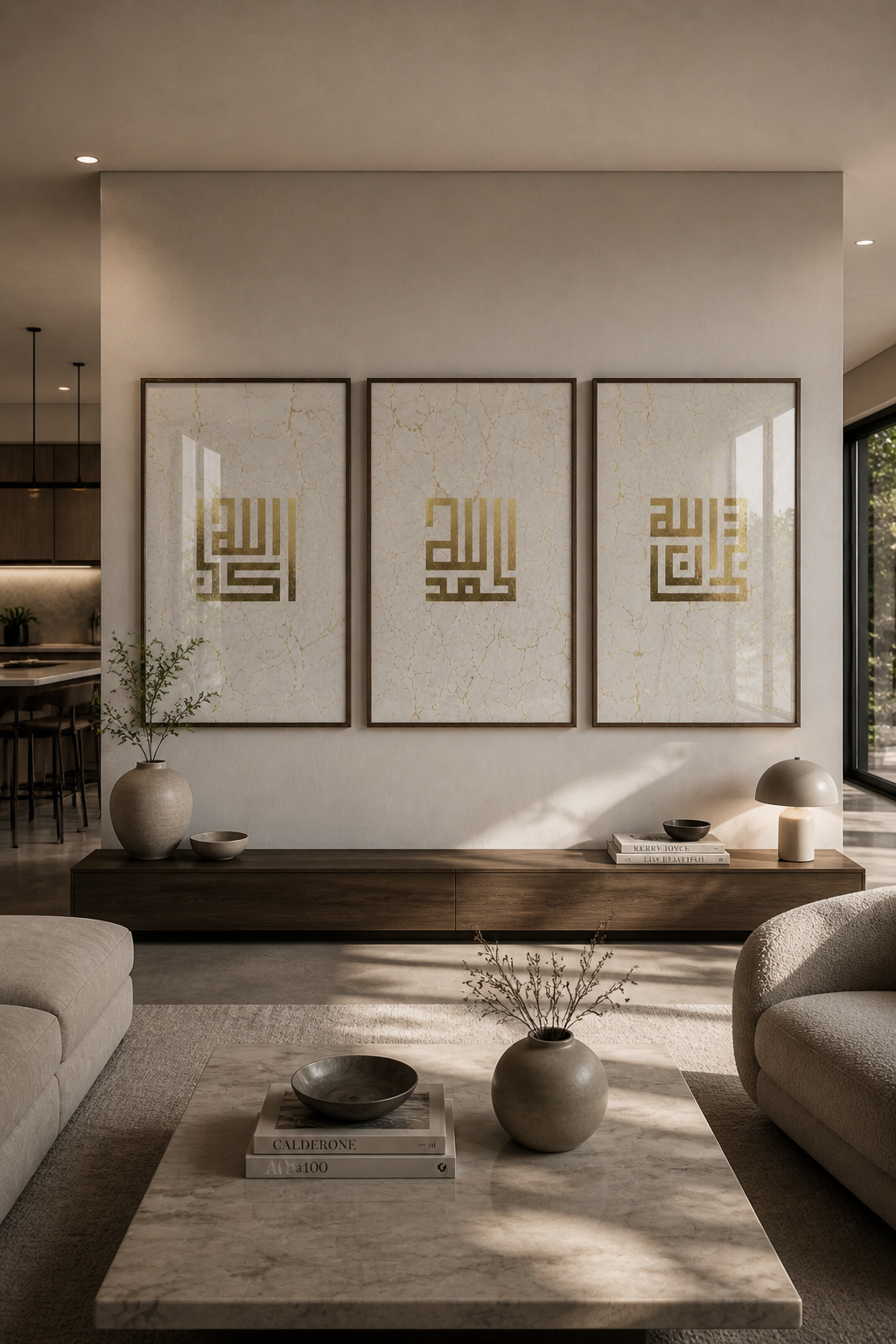 Limestone Kufic Remembrance - Gold foil