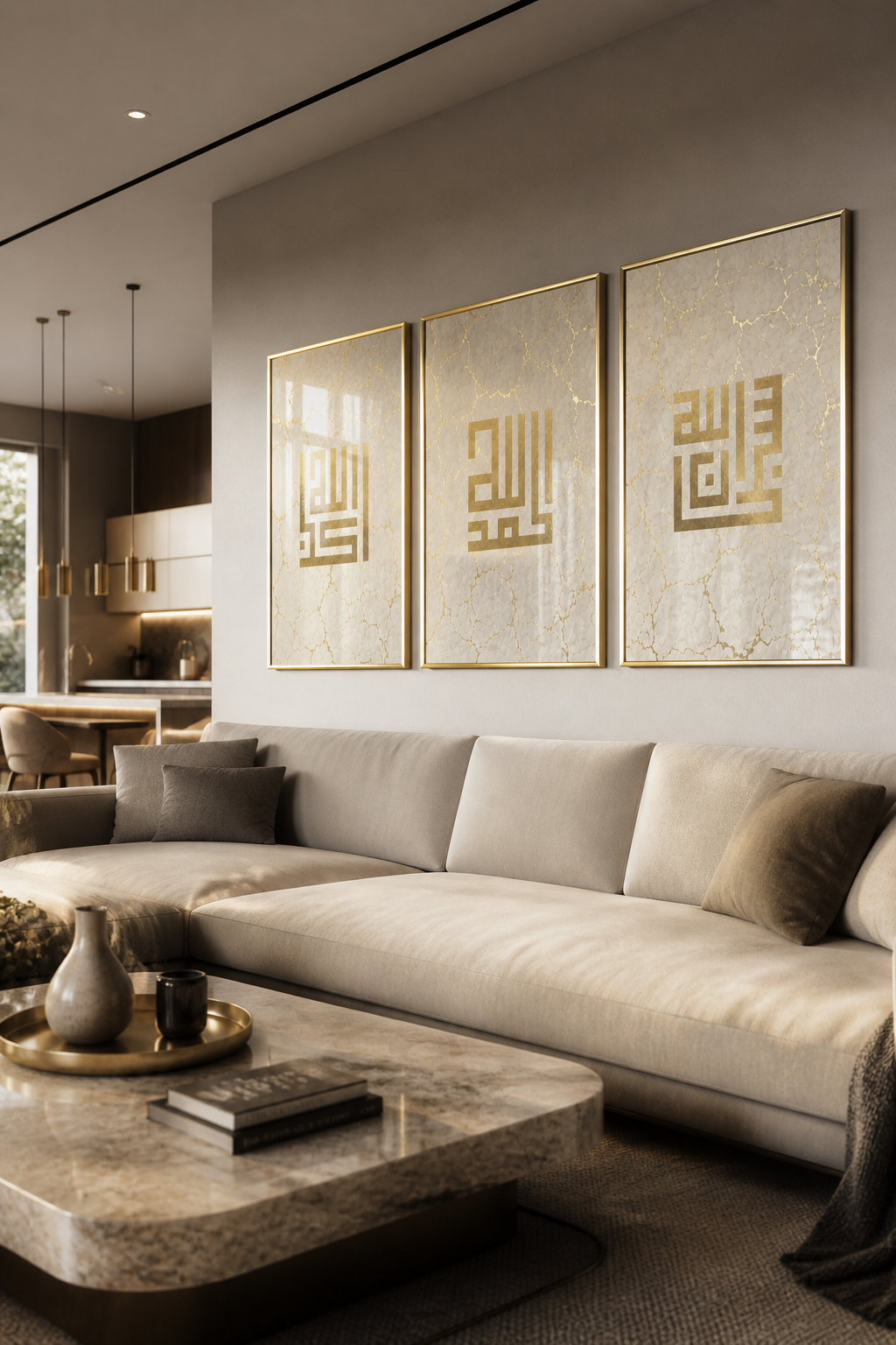 Limestone Kufic Remembrance - Gold foil