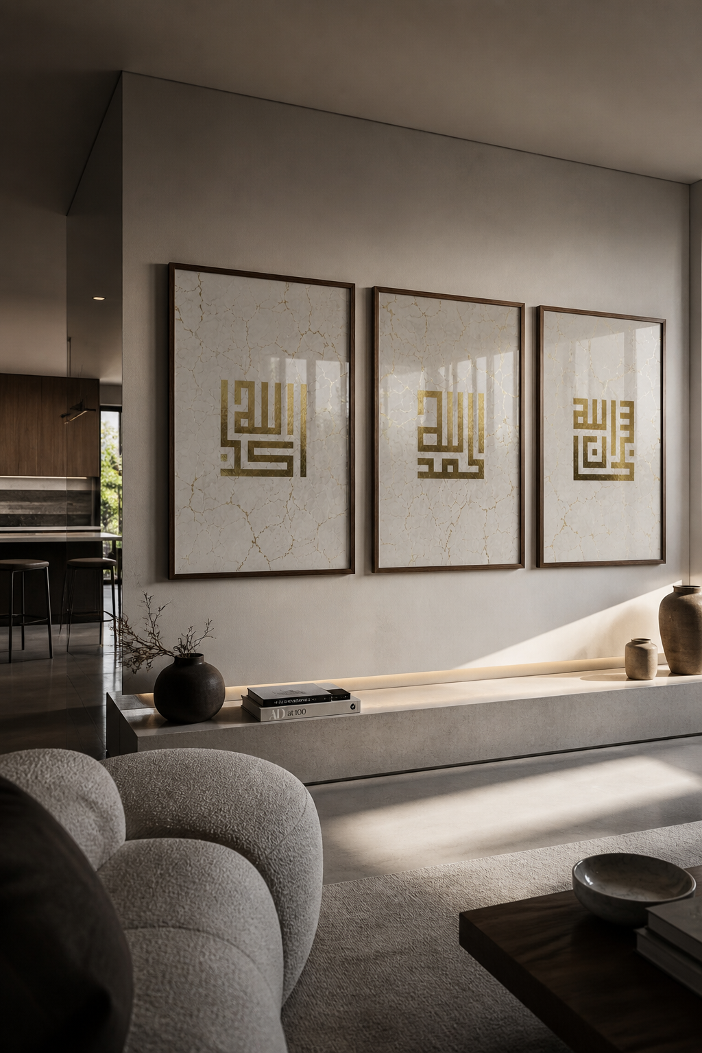 Limestone Kufic Remembrance - Gold foil