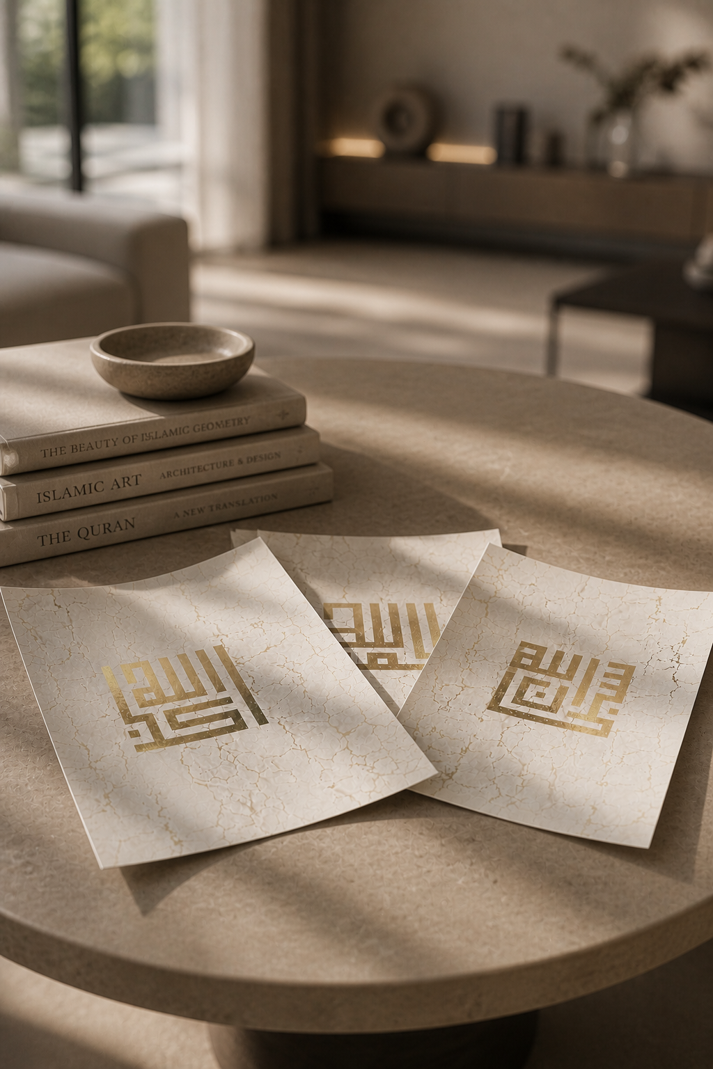 Limestone Kufic Remembrance - Gold foil