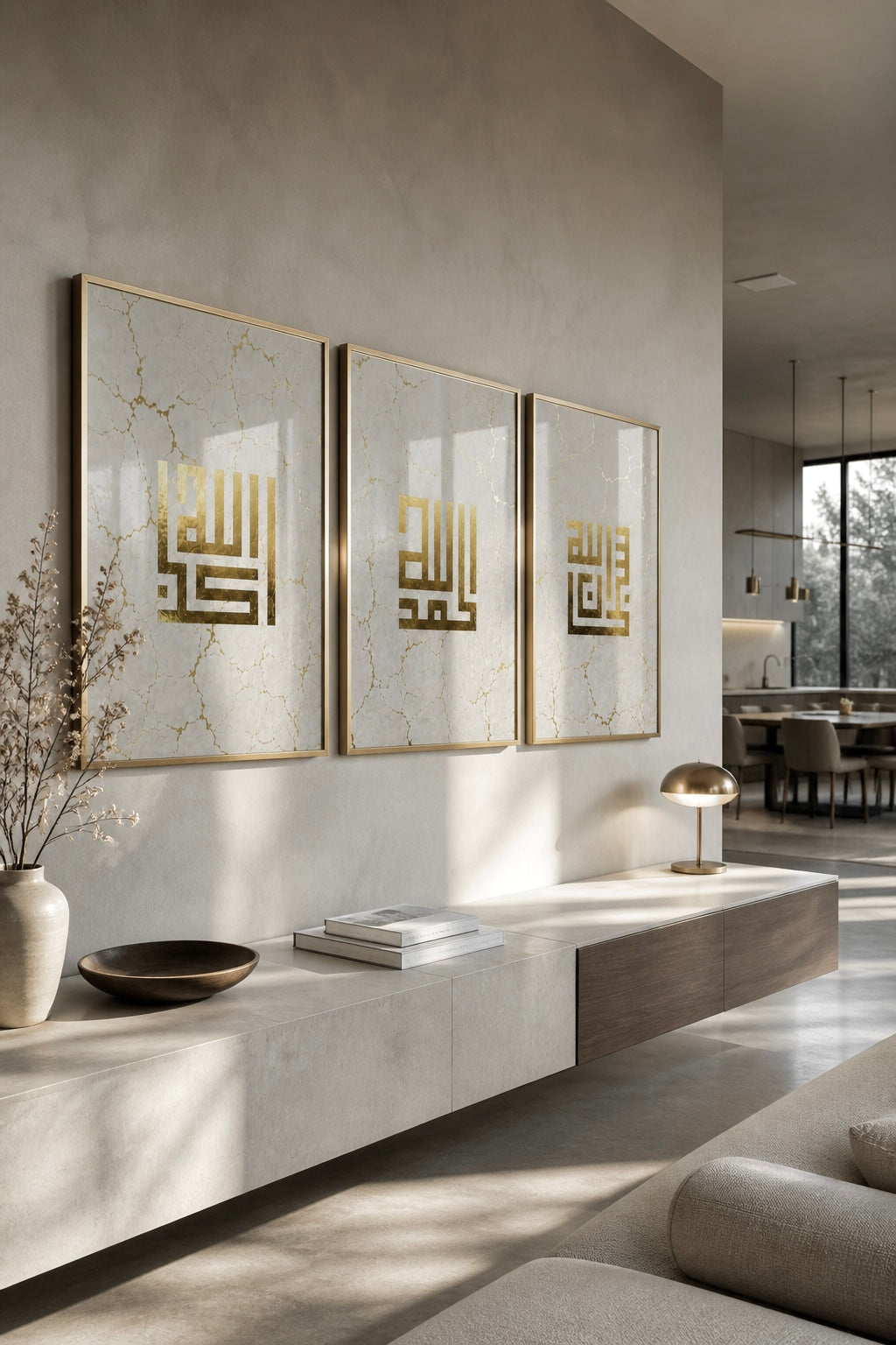Limestone Kufic Remembrance - Gold foil